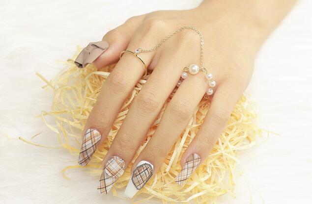 格紋美甲，麗竹學校美甲班作品分享