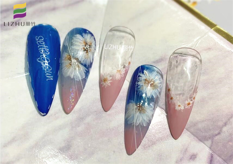 南寧美甲培訓(xùn)班作品：手繪小雛菊美甲