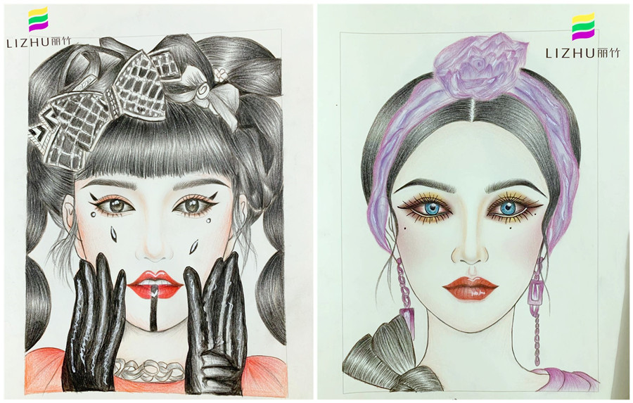 美人紙妝圖繪畫，南寧化妝學(xué)校排行前十作品