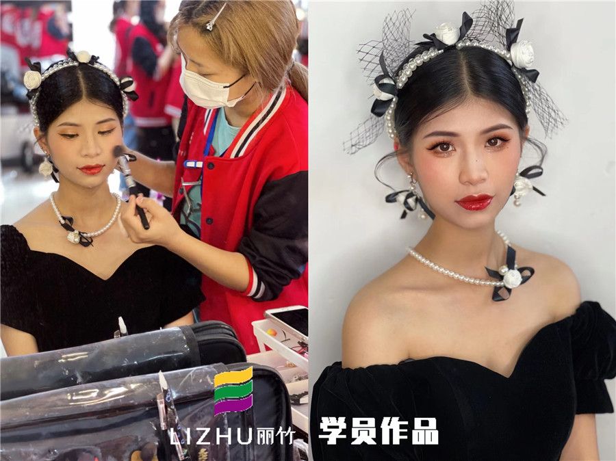 廣西美妝造型培訓學校作品：輕復古造型、韓式披發(fā)新娘造型