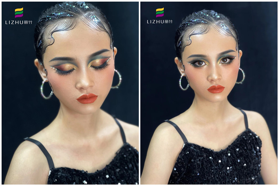 拉丁舞妝容技巧，廣西造型彩妝學(xué)校真人操作