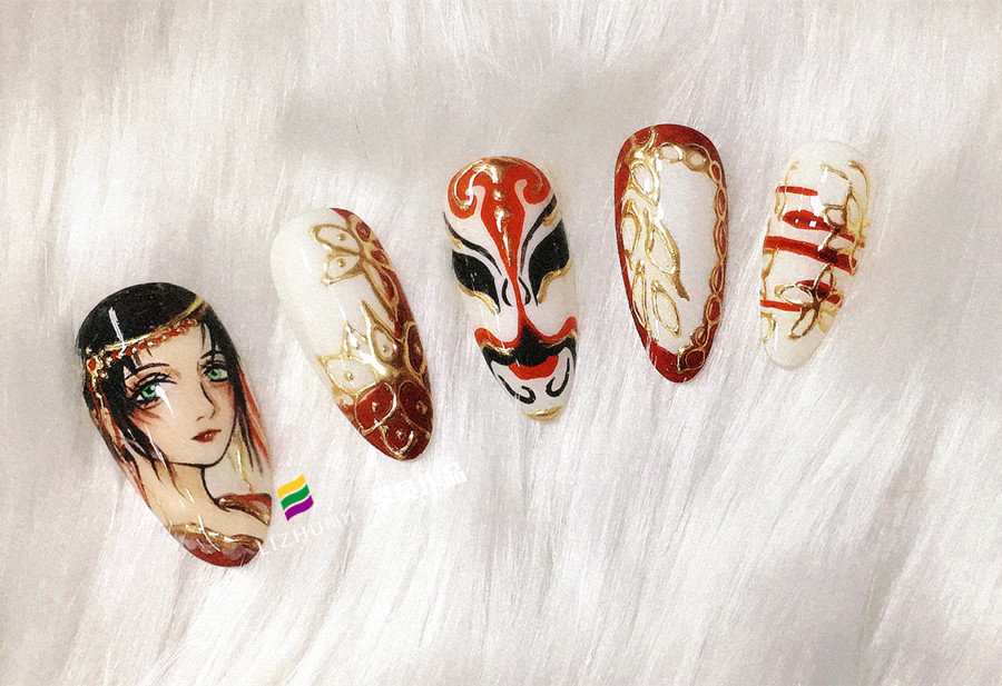 彩繪卡通美甲，廣西南寧美甲學校學員作品