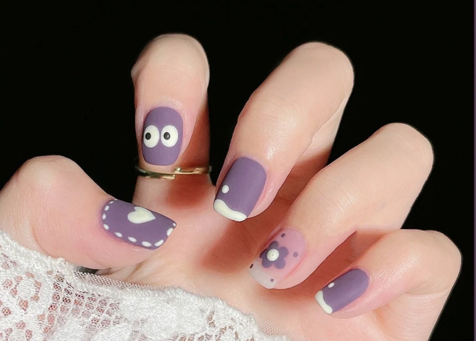 紫色美甲款式合集，?學(xué)美甲在麗竹分享