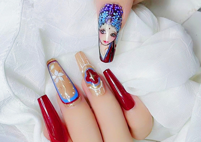 國風(fēng)美甲，南寧美甲造型培訓(xùn)班學(xué)員作品