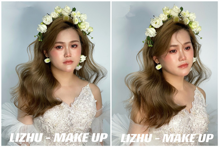 鮮花披發(fā)新娘造型，南寧新娘化妝進(jìn)修作品