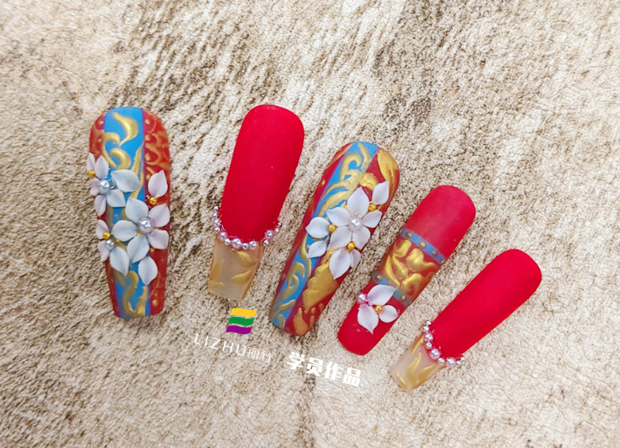 中式秀禾美甲，南寧美甲培訓(xùn)進(jìn)修班作品