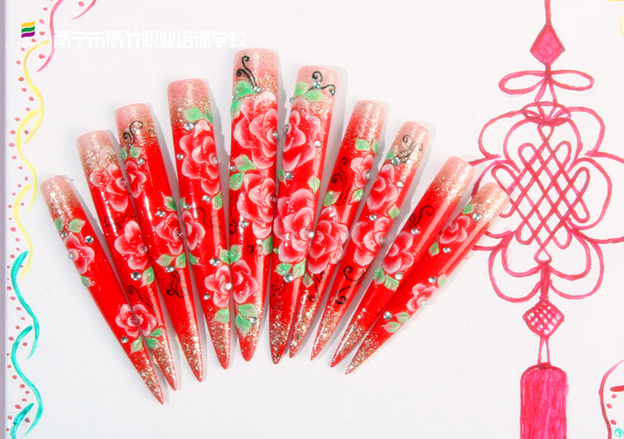新年美甲排筆彩繪，南寧美甲學徒必學款