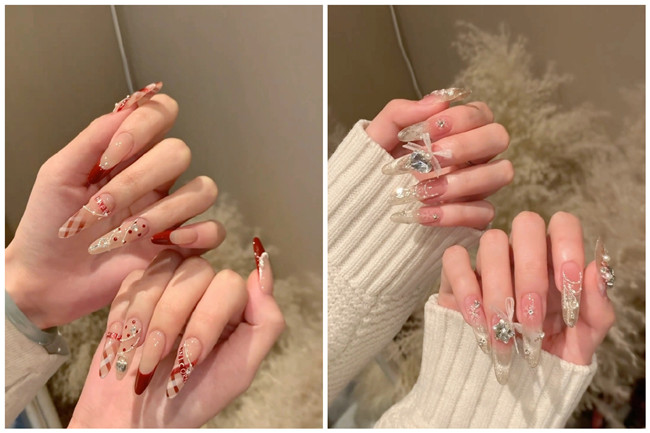 貼鉆長(zhǎng)美甲，南寧美甲造型師學(xué)校收集整理