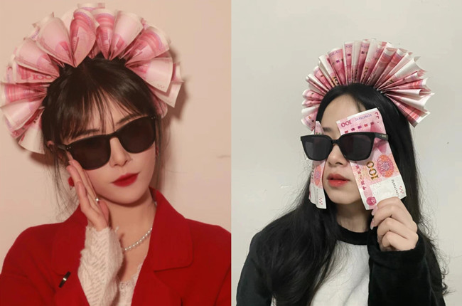  新娘簪錢花創(chuàng)意拍照，廣西彩妝寫真分享