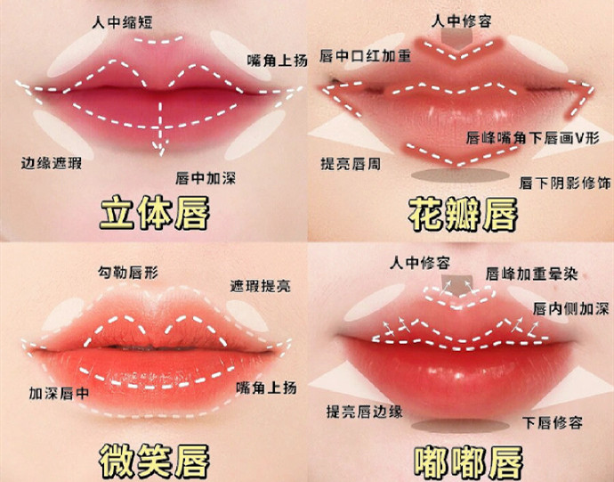 不同唇妝畫法教程，南寧化妝教學(xué)機(jī)構(gòu)分享