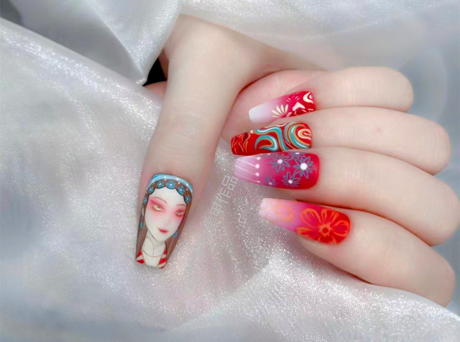 國風(fēng)花旦美甲，南寧美甲店推薦