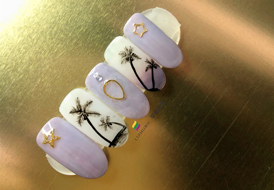 夏日椰樹美甲，零經(jīng)驗在廣西學美甲學員作品