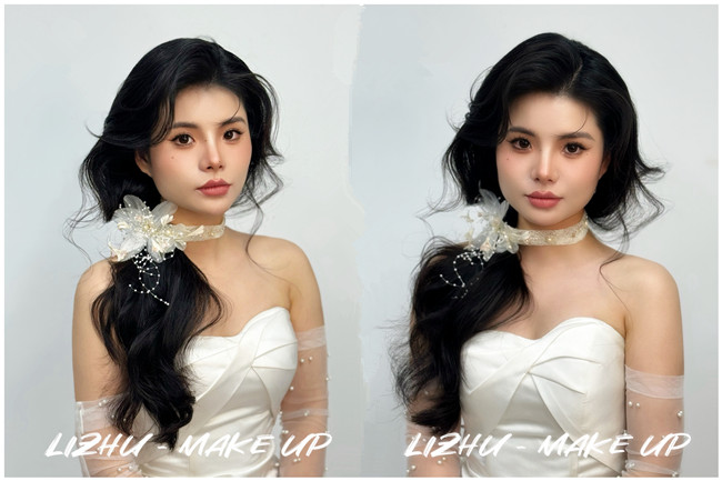 韓式側(cè)扎紋理新娘，廣西學(xué)化妝影樓