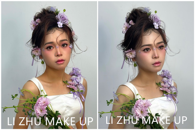 鮮花抽絲造型，南寧化妝高彩造型學(xué)校作品欣賞