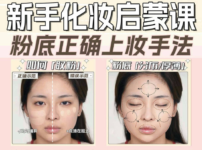 粉底液上妝的手法，南寧化妝新手教程