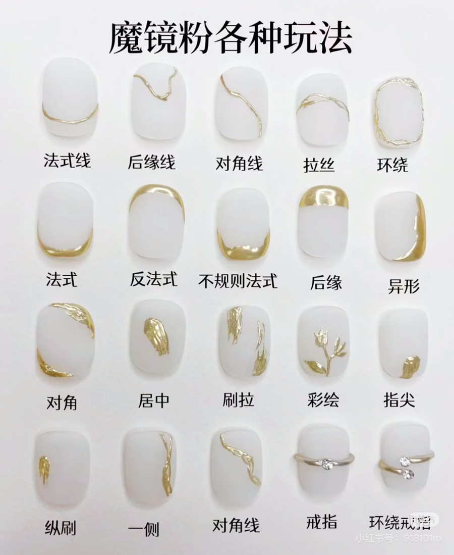 繪制不同魔鏡粉美甲的教程，廣西美甲師教學(xué)