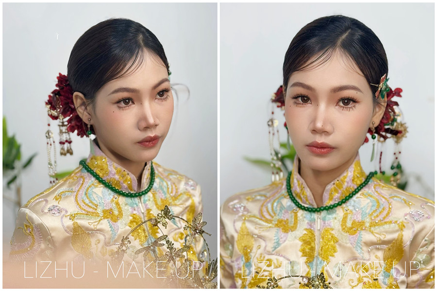 龍鳳褂新娘造型解析，廣西新娘化妝跟妝