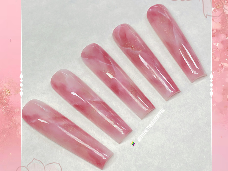 大理石暈染美甲，南寧教美甲